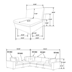 Lakeview 5-piece Upholstered Modular Sectional Sofa Ivory - 551461-SETB