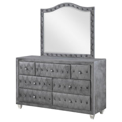 Deanna 7-drawer Rectangular Dresser with Mirror Grey - 205103M