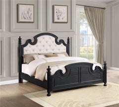 Celina Wood Eastern King Poster Bed Black - 224761KE