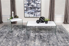 Opal Square Glass Frame Side End Table White High Gloss - 704147