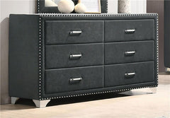 Melody 6-drawer Upholstered Dresser Grey - 223383