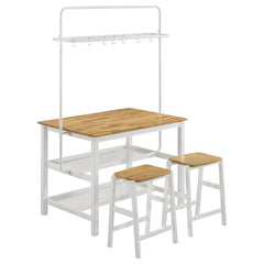 Hollis Kitchen Island Counter Height Table with Pot Rack Brown and White - 122246