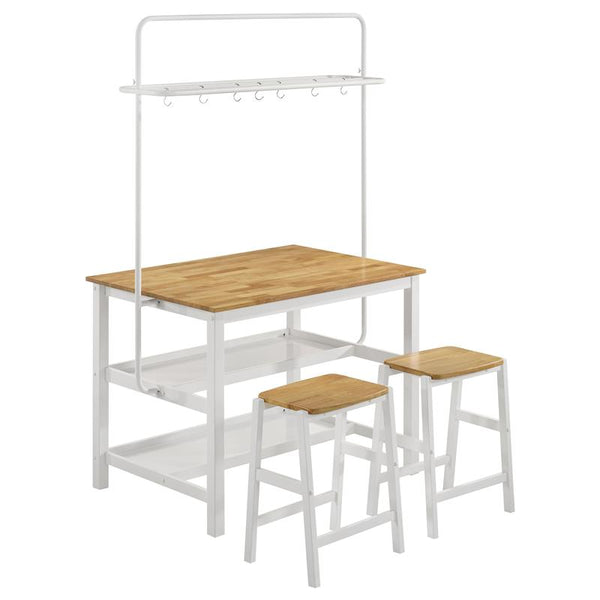 Hollis 3-piece Kitchen Island Counter Height Table with Stools Brown and White - 122246-S3