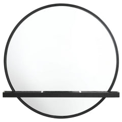 Arini Round Vanity Wall Mirror with Shelf Black - 224338