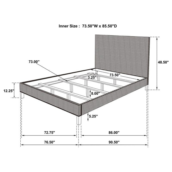 Zyla Wood California King Panel Bed Kubu Grey - 360181KW
