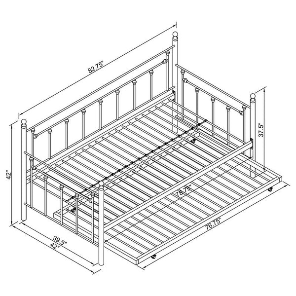Nocus Metal Twin Daybed with Trundle Gunmetal - 306057