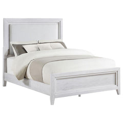 Marielle Eastern King LED Panel Bed Distressed White - 224841KE