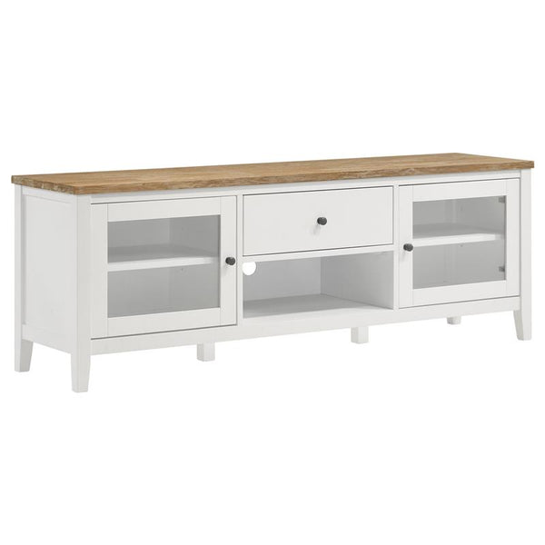 Hollis 2-door Wood 67" TV Stand with Drawer Brown and White - 708253