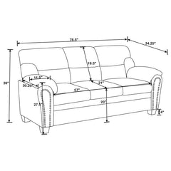 Clementine Upholstered Padded Arm Sofa Grey - 506574