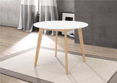 Breckenridge Round Dining Table Matte White and Natural Oak - 192790