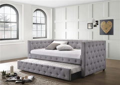 Mockern Upholstered Twin Daybed with Trundle Grey - 302161