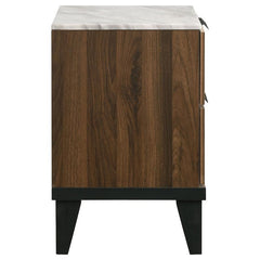 Mays 2-drawer Nightstand Walnut Brown with Faux Marble Top - 215962