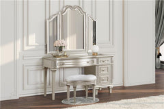 Evangeline 4-drawer Vanity Desk Makeup Table Silver Oak - 223397
