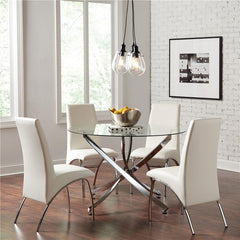 Bishop Upholstered Side Chairs White and Chrome (Set of 2) - 121572