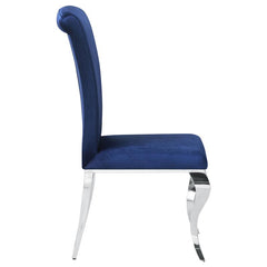 Betty Upholstered Side Chairs Ink Blue and Chrome (Set of 4) - 105077