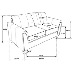 Davis Upholstered Rolled Arm Loveseat Grey - 509635