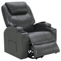 Sanger Upholstered Power Lift Massage Recliner Charcoal Grey - 600498P