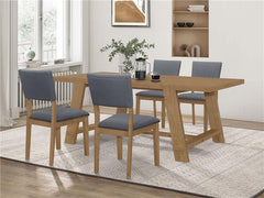 Sharon Rectangular Trestle Base Dining Table Blue and Brown - 104171