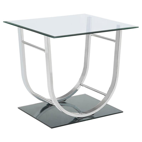 Danville Square U-Shaped Glass Top Side End Table Chrome - 704987