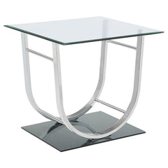 Danville Square U-Shaped Glass Top Side End Table Chrome - 704987