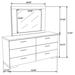 Felicity 6-drawer Dresser with Mirror Glossy White - 203503M