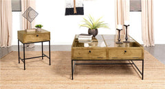 Stephie 4-drawer Square Glass Top Coffee Table Honey Brown - 704698