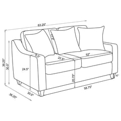 Christine 3-piece Upholstered Sloped Arm Sofa Set Beige - 552061-S3
