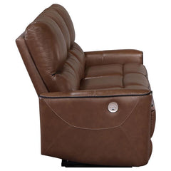 Greenfield Upholstered Power Reclining Sofa Saddle Brown - 610264P