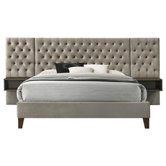 Marley Upholstered Eastern King Wall Panel Bed Light Brown - 300833KE
