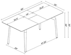 Mina Rectangular Dining Table Grey Ceramic and Sandy Black - 193831