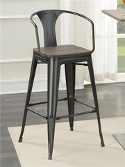 Cavalier Wooden Seat Bar Stools Dark Elm and Matte Black (Set of 2) - 100737