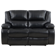 Camila 2-piece Upholstered Motion Reclining Sofa Set Black - 610244-S2