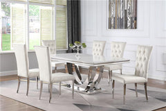 Kerwin 7-piece Dining Room Set White and Chrome - 111101-S7W