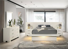 Jessica 5-piece Queen LED Bedroom Set Cream White - 202990Q-S5P