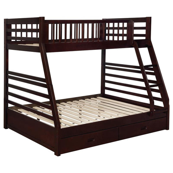 Ashton 2-drawer Wood Twin Over Full Bunk Bed Cappuccino - 460184
