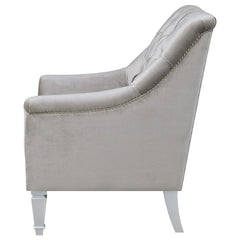 Avonlea Velvet Upholstered Sloped Arm Chair Grey Velvet - 508463