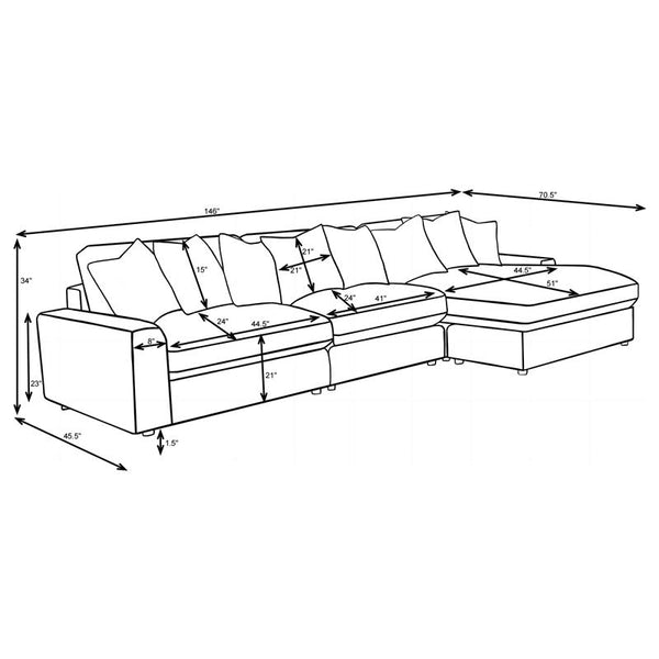 Blaine Upholstered Reversible Chaise Sectional Sofa Sand - 509899-SET