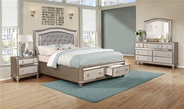 Bling Game 4-piece Queen Bedroom Set Metallic Platinum - 204180Q-S4