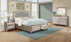 Bling Game 4-piece Queen Bedroom Set Metallic Platinum - 204180Q-S4