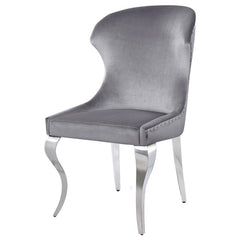 Cheyanne Upholstered Wingback Side Chair with Nailhead Trim Chrome and Grey (Set of 2) - 190743