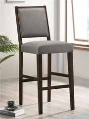 Bedford Upholstered Open Back Bar Stools with Footrest (Set of 2) Grey and Espresso - 183472