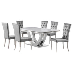 Kerwin 7-piece Dining Room Set Grey and Chrome - 111101-S7G
