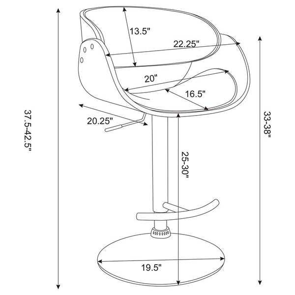 Dana Adjustable Bar Stool Ecru and Chrome - 104966