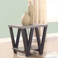 Stevens Engineered Wood End Table Antique Grey and Black - 705397