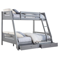 Trisha 2-drawer Wood Twin Over Full Bunk Bed Grey - 460562TF