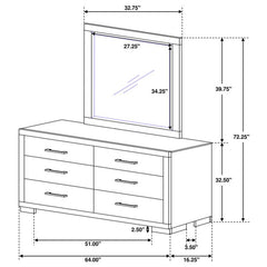 Jessica 6-drawer Dresser with Mirror Cappuccino - 200713M