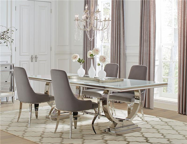 Antoine 5-piece Rectangular Dining Set Chrome and Grey - 108811-S5G
