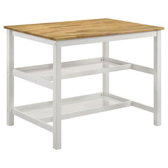 Hollis Kitchen Island Counter Height Table with Pot Rack Brown and White - 122246