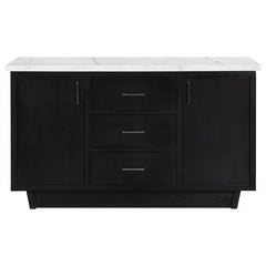 Sherry 3-drawer Marble Top Dining Sideboard Server White and Rustic Espresso - 115515