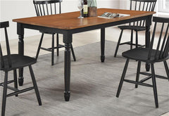 Hollyoak Farmhouse Rectangular Dining Table with Turned Legs Walnut and Black - 183041
